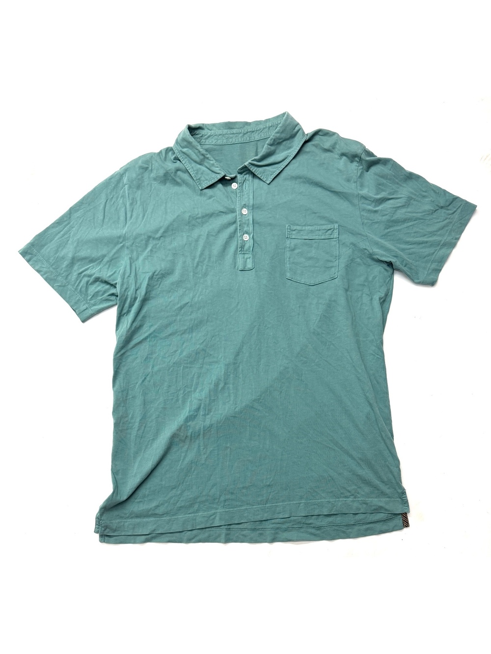 Billy Reid Garment Dyed Turquoise Slim Fit Polo Shirt XXL Cotton Short Sleeve